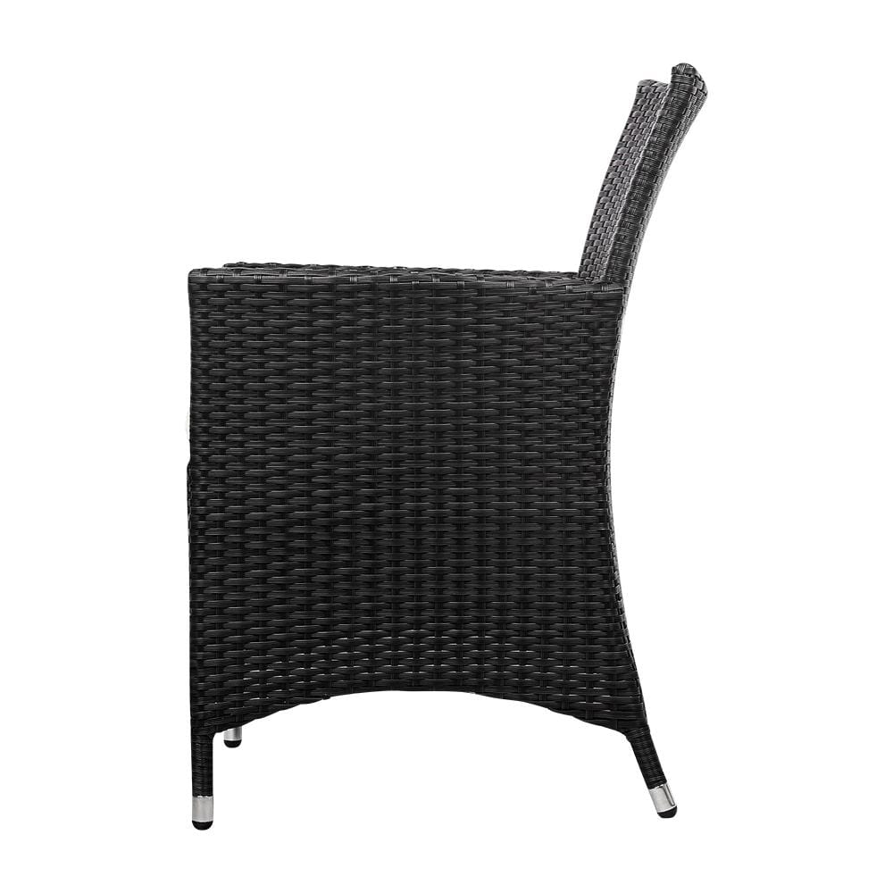 Set of 2 Outdoor Bistro Set Chairs Patio Furniture Dining Wicker Garden Cushion Gardeon - Newstart Furniture