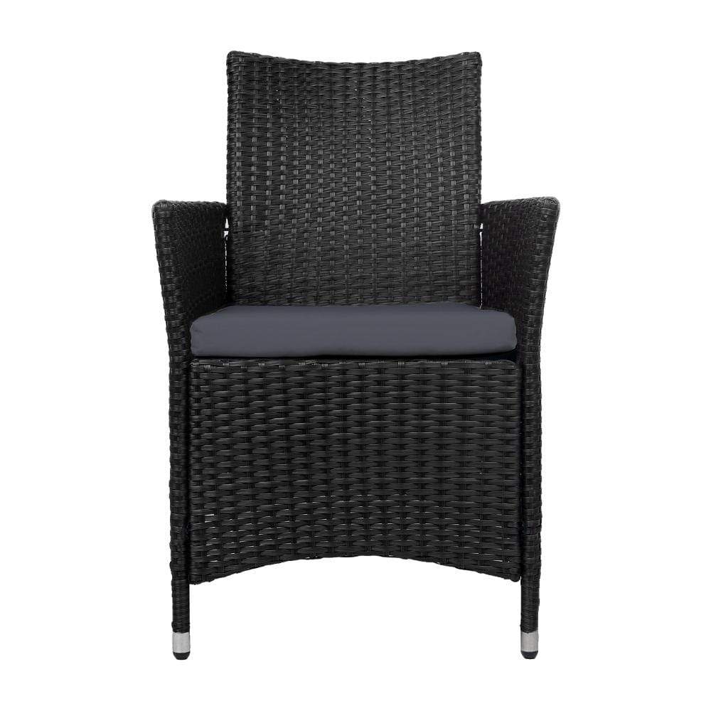 Set of 2 Outdoor Bistro Set Chairs Patio Furniture Dining Wicker Garden Cushion Gardeon - Newstart Furniture