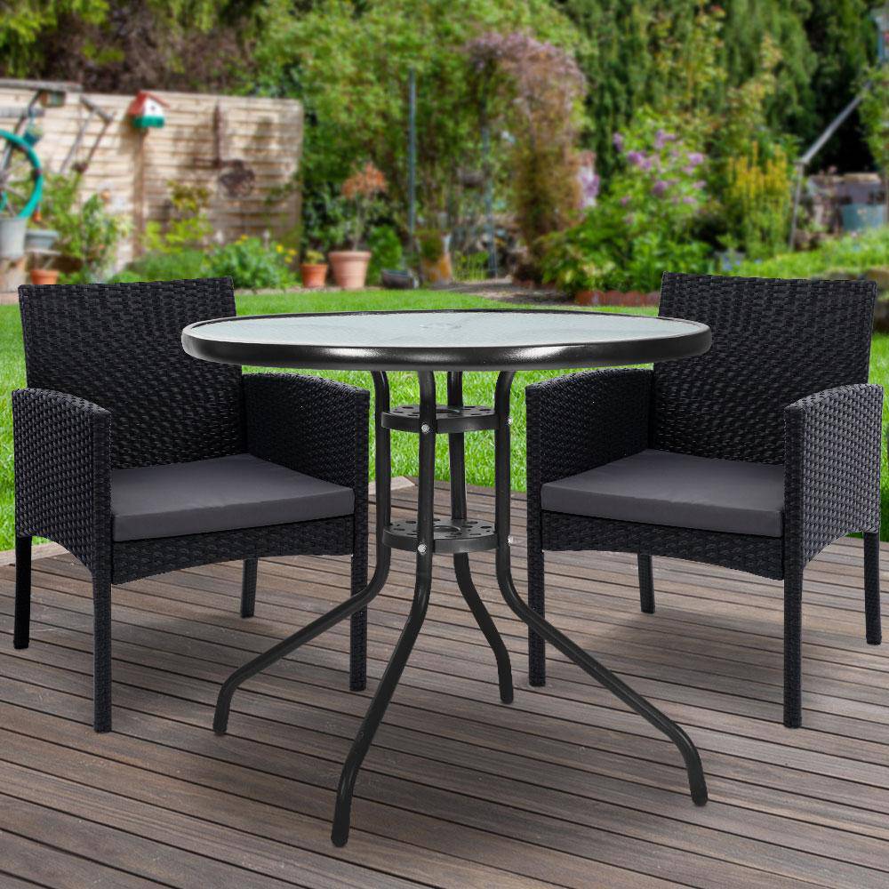 Gardeon Outdoor Bistro Chairs Patio Furniture Dining Chair Wicker Garden Cushion Tea Coffee Cafe Bar Set - Newstart Furniture