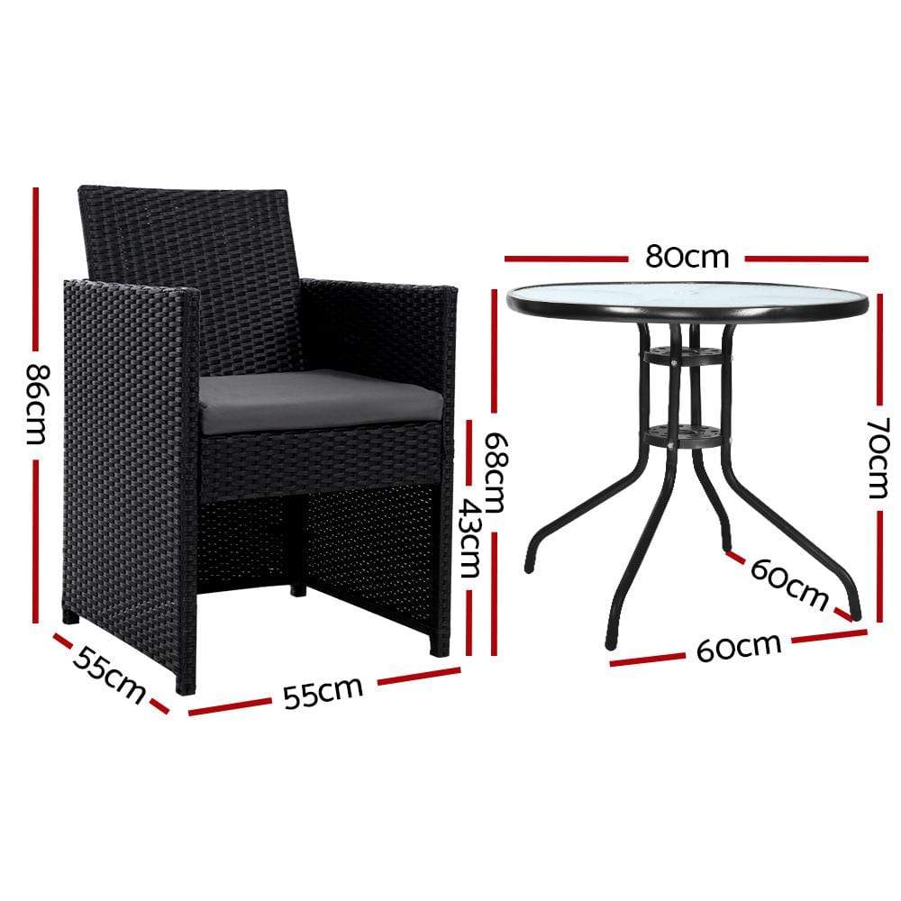 Gardeon Patio Furniture Dining Chairs Table Patio Setting Bistro Set Wicker Tea Coffee Cafe Bar Set - Newstart Furniture