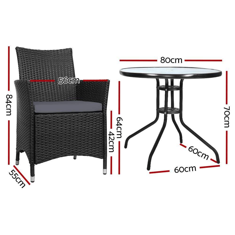 Gardeon Outdoor Furniture Dining Chair Table Bistro Set Wicker Patio Setting Tea Coffee Cafe Bar Set - Newstart Furniture