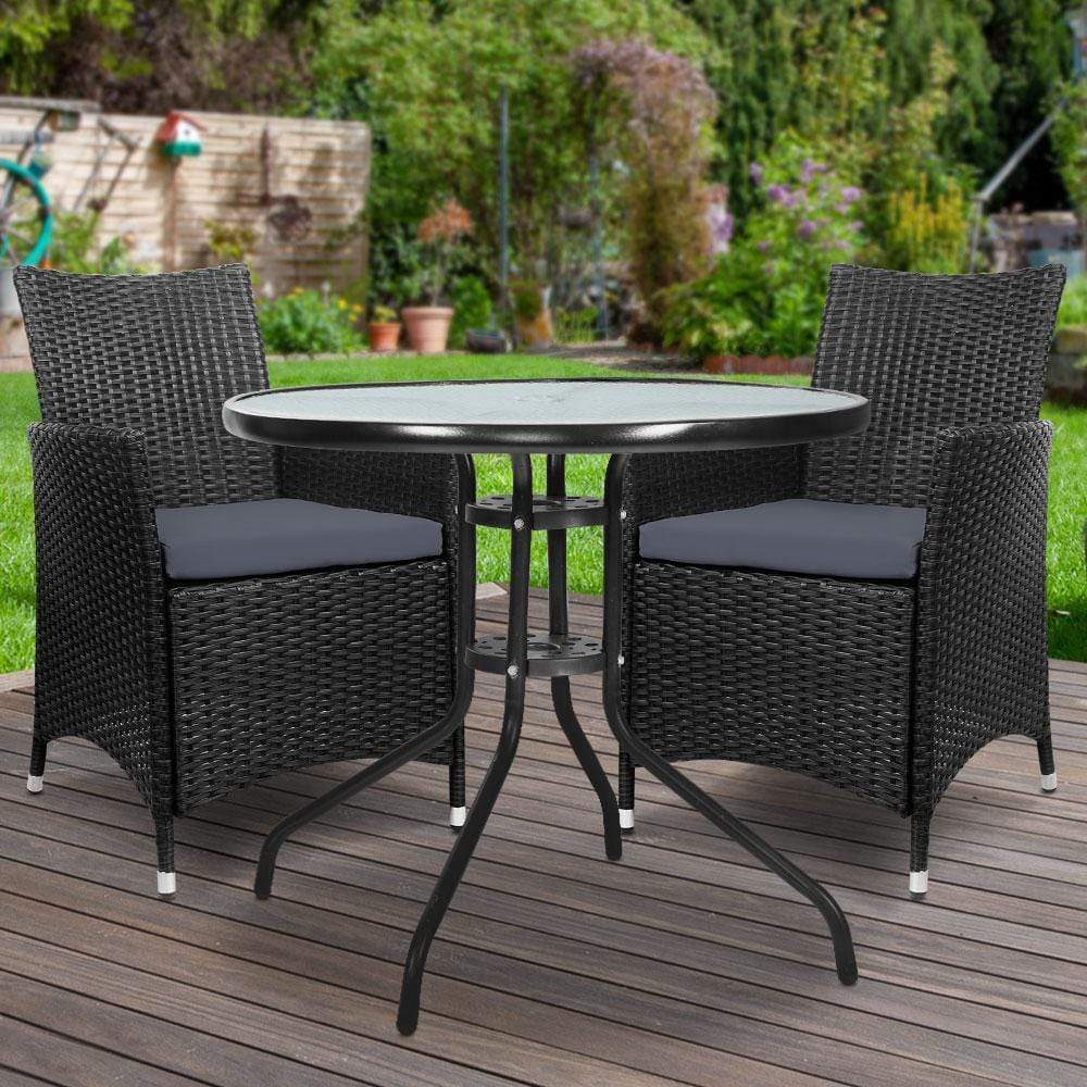 Gardeon Outdoor Furniture Dining Chair Table Bistro Set Wicker Patio Setting Tea Coffee Cafe Bar Set - Newstart Furniture