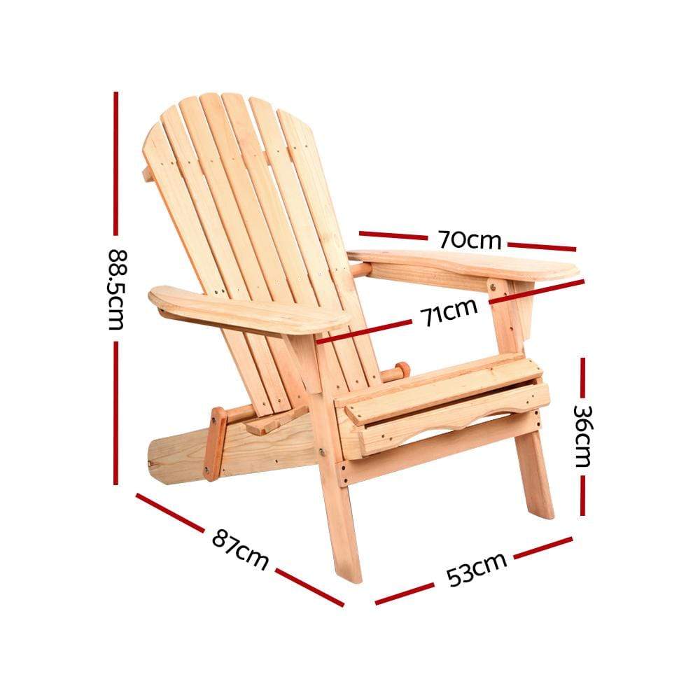 Gardeon Set of 2 Patio Furniture Outdoor Chairs Beach Chair Wooden Adirondack Garden Lounge - Newstart Furniture