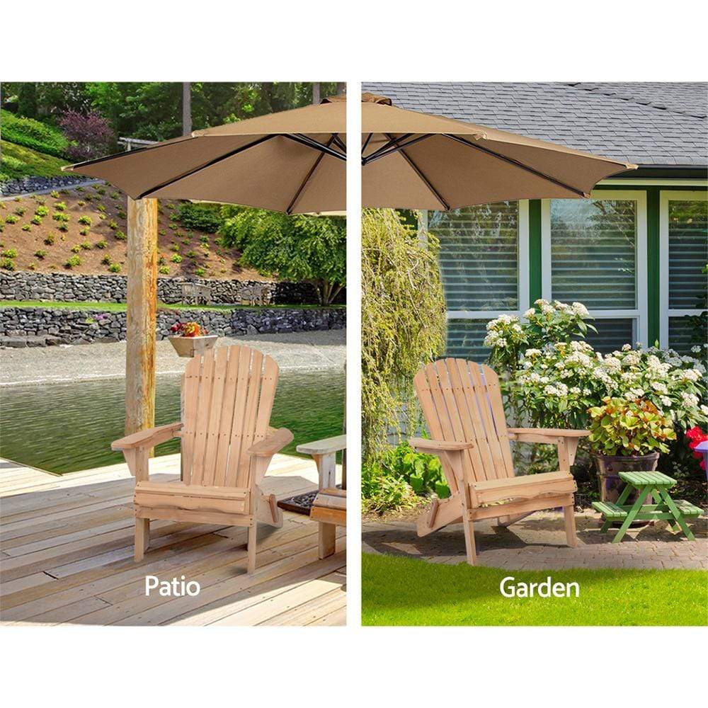 Gardeon Set of 2 Patio Furniture Outdoor Chairs Beach Chair Wooden Adirondack Garden Lounge - Newstart Furniture