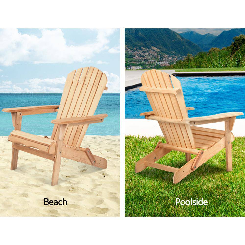 Gardeon Set of 2 Patio Furniture Outdoor Chairs Beach Chair Wooden Adirondack Garden Lounge - Newstart Furniture