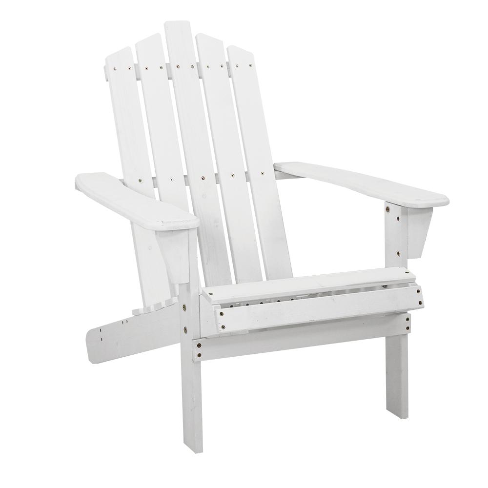 Gardeon Outdoor Sun Lounge Beach Chairs Table Setting Wooden Adirondack Patio - White - Newstart Furniture