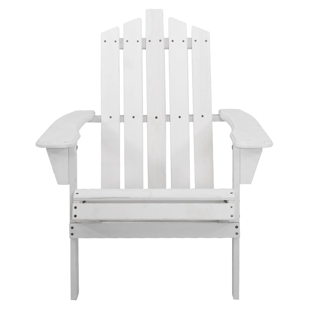 Gardeon Outdoor Sun Lounge Beach Chairs Table Setting Wooden Adirondack Patio - White - Newstart Furniture