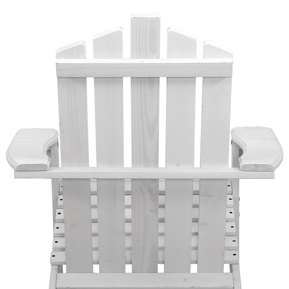 Gardeon Outdoor Sun Lounge Beach Chairs Table Setting Wooden Adirondack Patio - White - Newstart Furniture