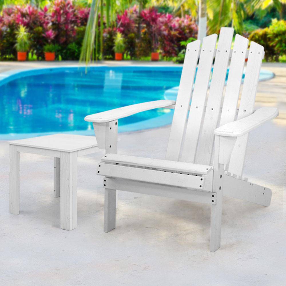 Gardeon Outdoor Sun Lounge Beach Chairs Table Setting Wooden Adirondack Patio Chair Lounges - Newstart Furniture