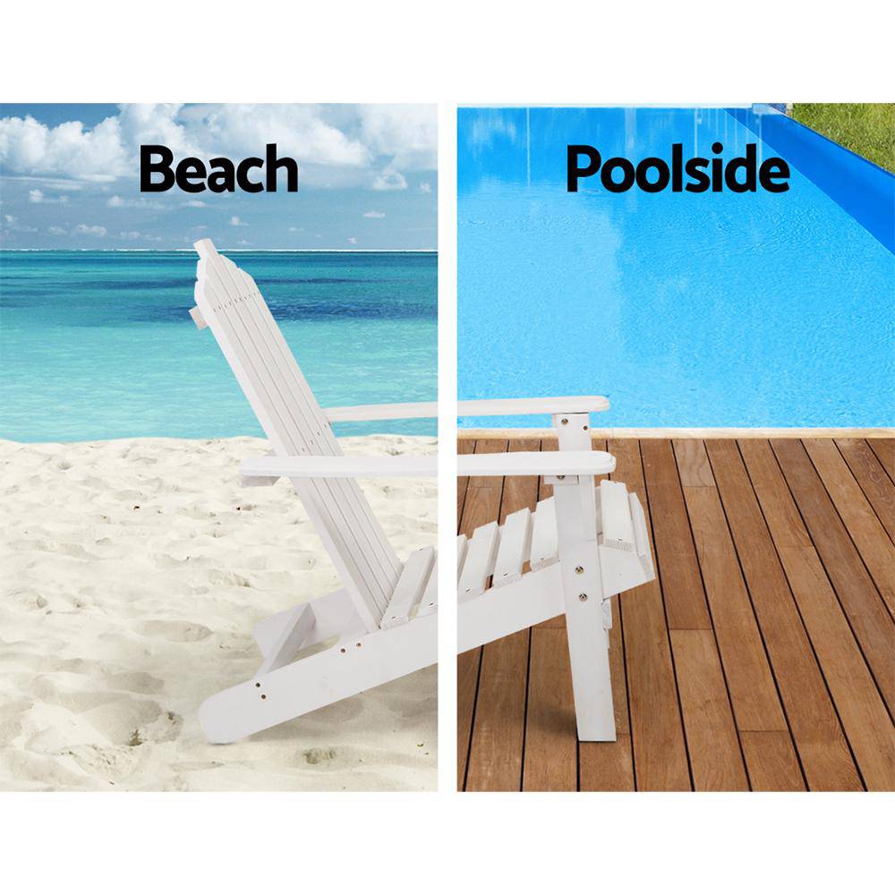 Gardeon Outdoor Sun Lounge Beach Chairs Table Setting Wooden Adirondack Patio Chair Lounges - Newstart Furniture