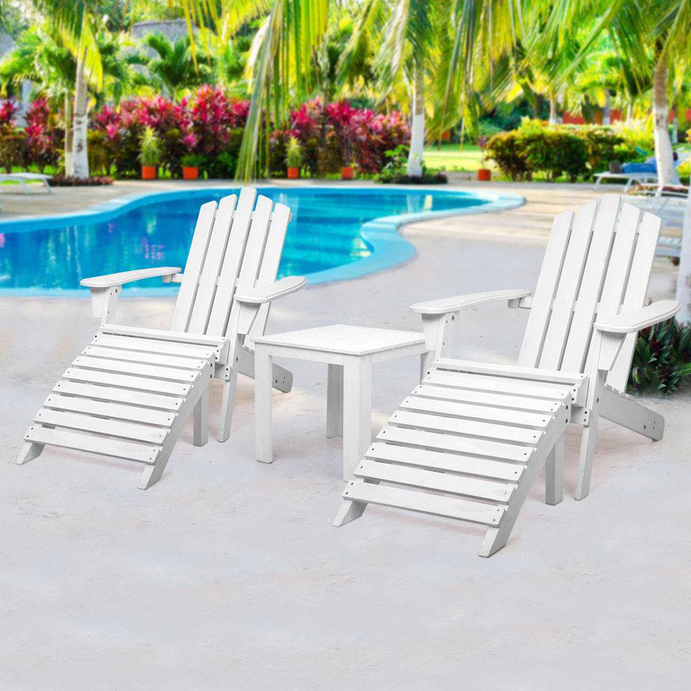 Gardeon Outdoor Sun Lounge Beach Chairs Table Setting Wooden Adirondack Patio Chair - Newstart Furniture