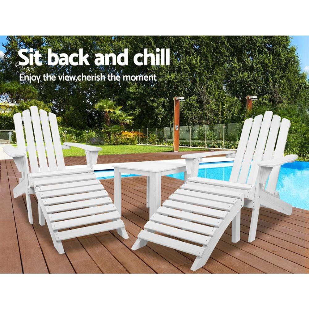 Gardeon Outdoor Sun Lounge Beach Chairs Table Setting Wooden Adirondack Patio Chair - Newstart Furniture