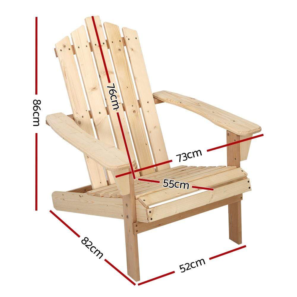 Gardeon Outdoor Sun Lounge Beach Chairs Table Setting Wooden Adirondack Patio Chair Light Wood Tone - Newstart Furniture