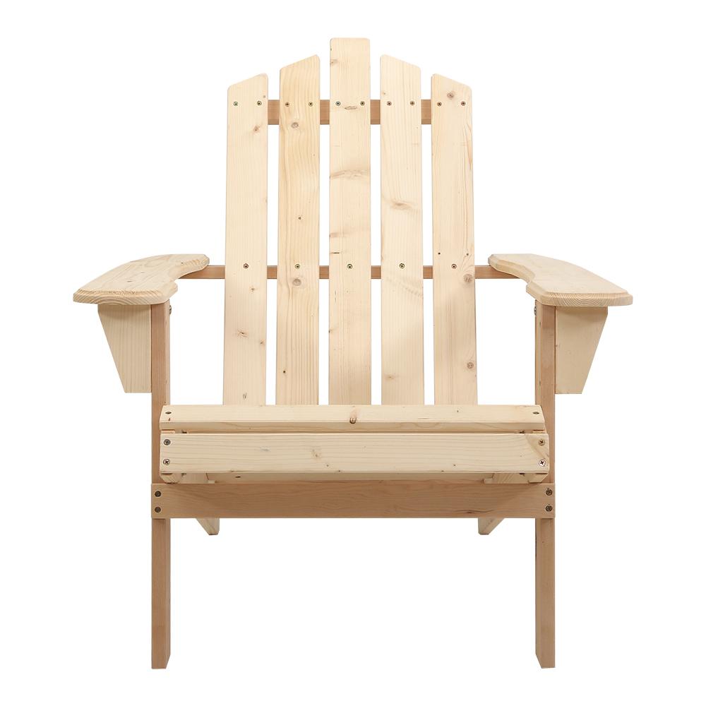 Gardeon Outdoor Sun Lounge Beach Chairs Table Setting Wooden Adirondack Patio Chair Light Wood Tone - Newstart Furniture