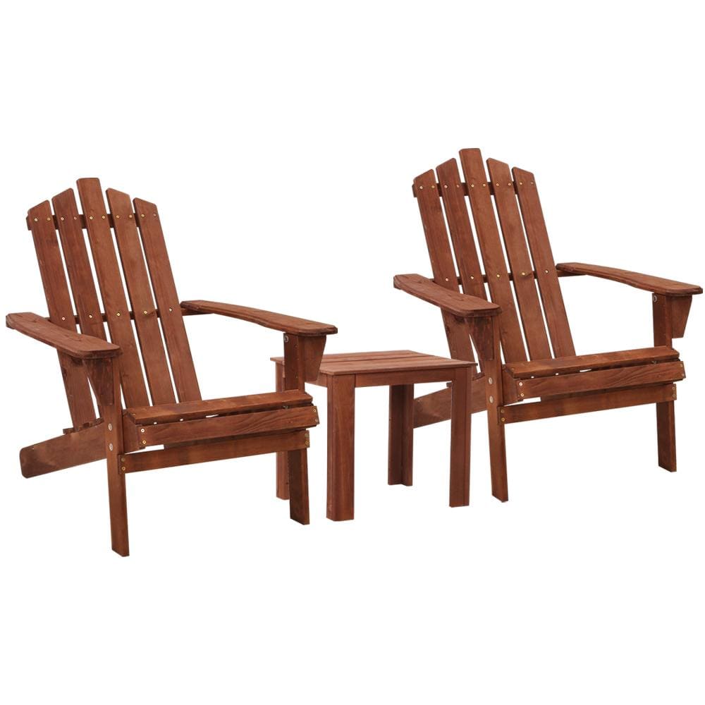 Gardeon Outdoor Sun Lounge Beach Chairs Table Setting Wooden Adirondack Patio Chair Brown - Newstart Furniture