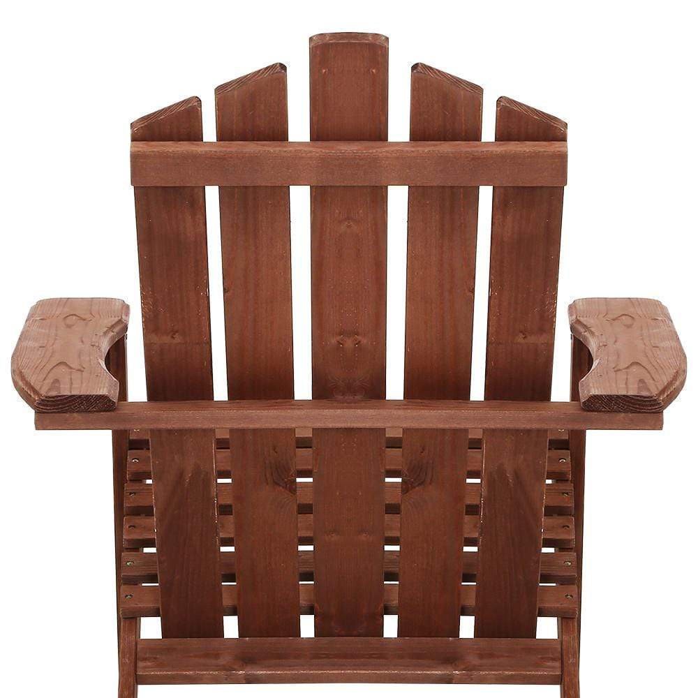 Gardeon Outdoor Sun Lounge Beach Chairs Table Setting Wooden Adirondack Patio Chair Brown - Newstart Furniture