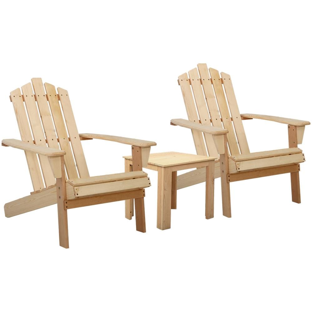 Gardeon Outdoor Sun Lounge Beach Chairs Table Setting Wooden Adirondack Patio Natural Wood Chair - Newstart Furniture