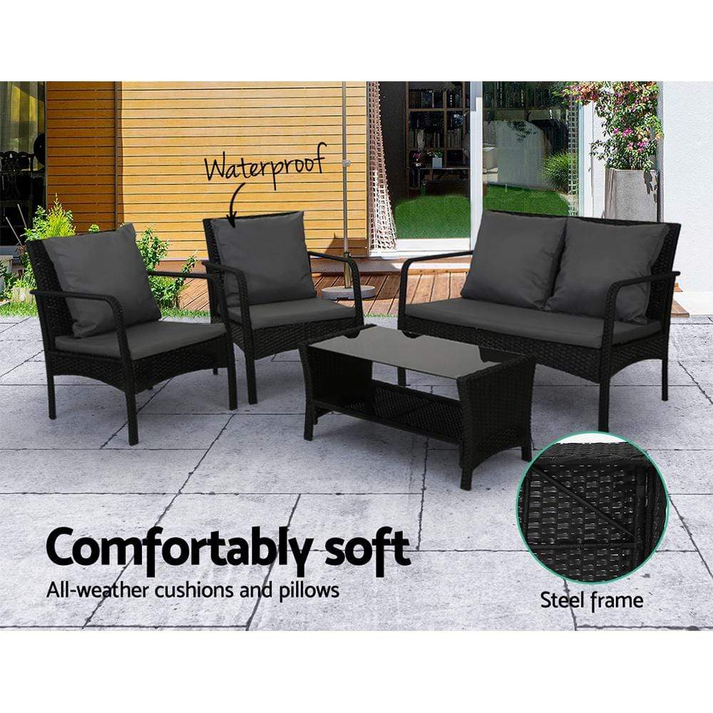 Gardeon Outdoor Furniture Lounge Table Chairs Garden Patio Wicker Sofa Set - Newstart Furniture