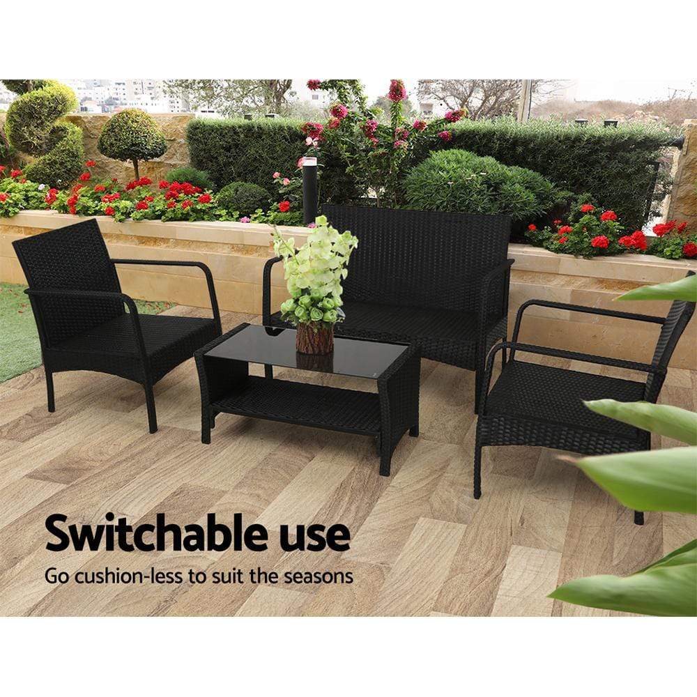 Gardeon Outdoor Furniture Lounge Table Chairs Garden Patio Wicker Sofa Set - Newstart Furniture