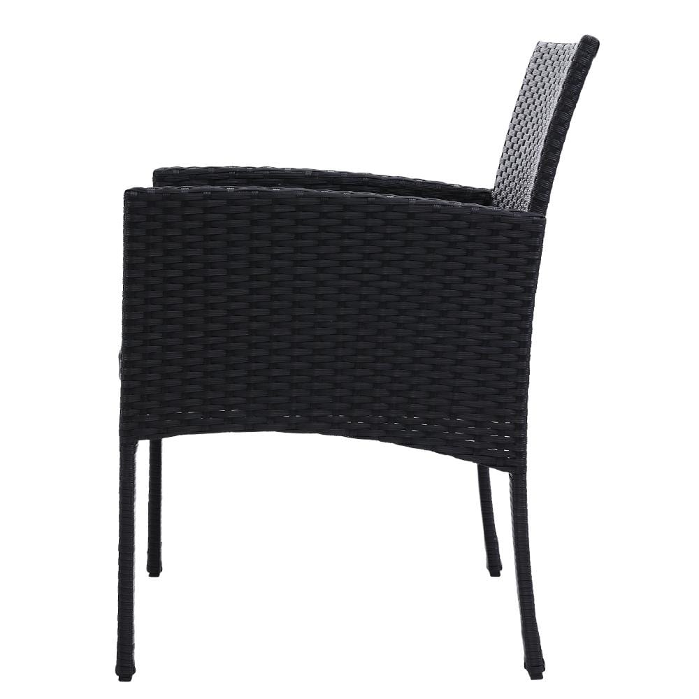 Set of 2 Outdoor Bistro Chairs Patio Furniture Dining Chair Wicker Garden Cushion Gardeon - Newstart Furniture