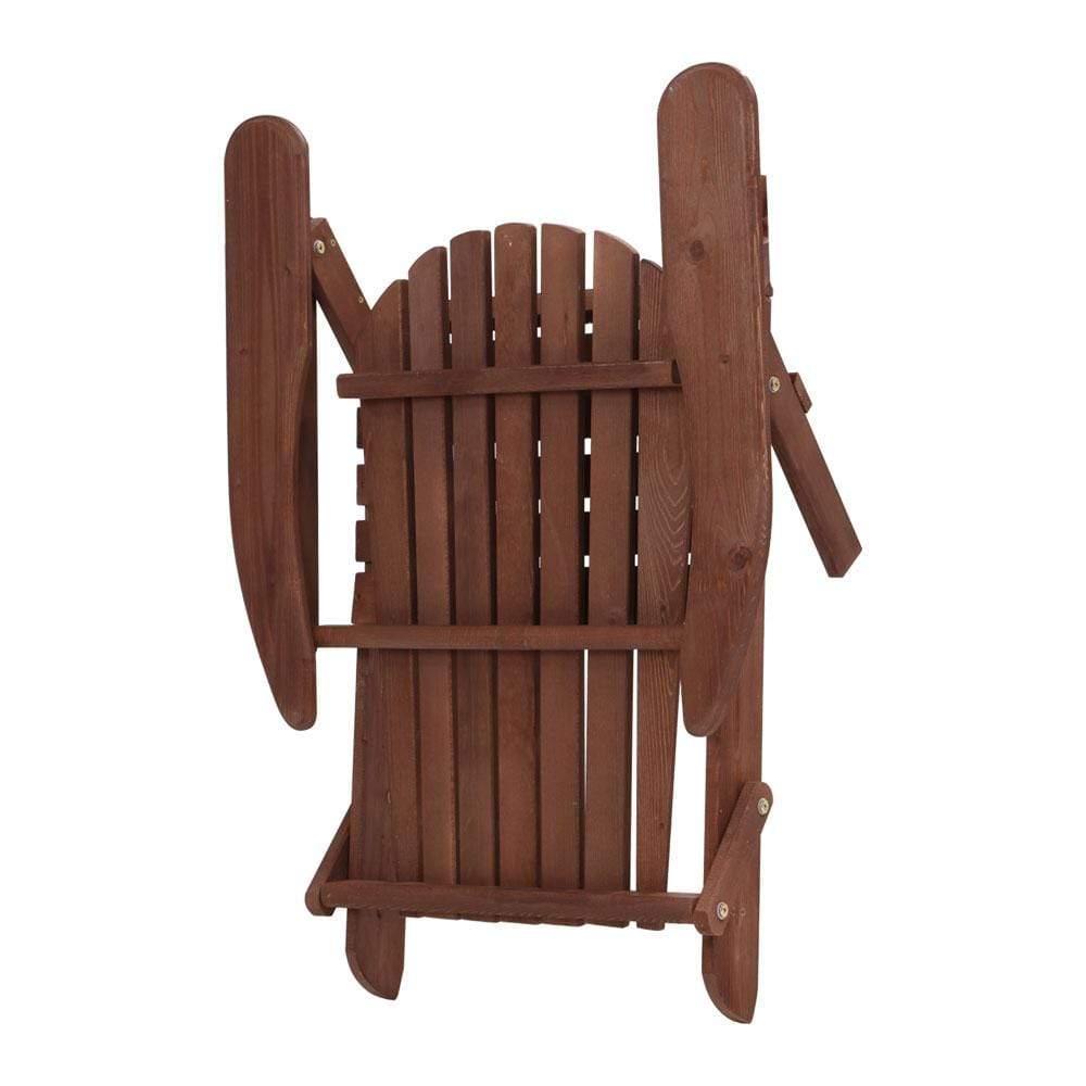 Gardeon 3PC Outdoor Setting Beach Chairs Table Wooden Adirondack Lounge Garden - Newstart Furniture