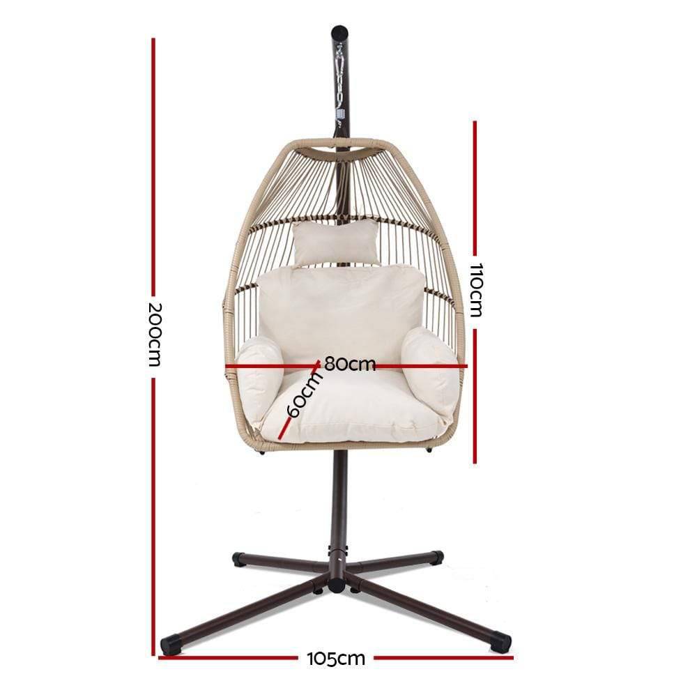 Gardeon Outdoor Furniture Egg Hanging Swing Chair Stand Wicker Rattan Hammock - Newstart Furniture