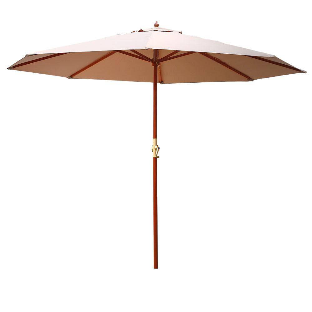 Instahut Outdoor Umbrella 3M Pole Cantilever Stand Garden Umbrellas Patio Beige - Newstart Furniture