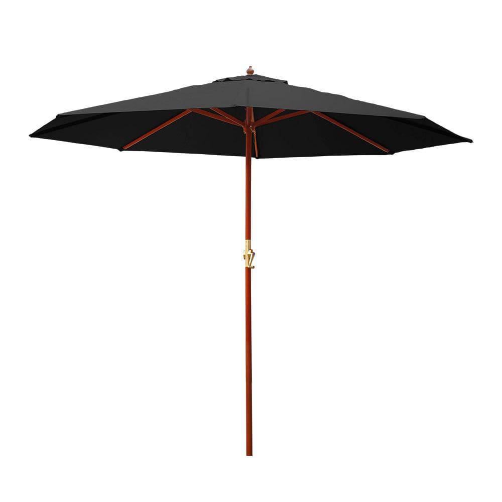 Instahut Outdoor Umbrella 3M Pole Cantilever Stand Garden Umbrellas Patio Black - Newstart Furniture