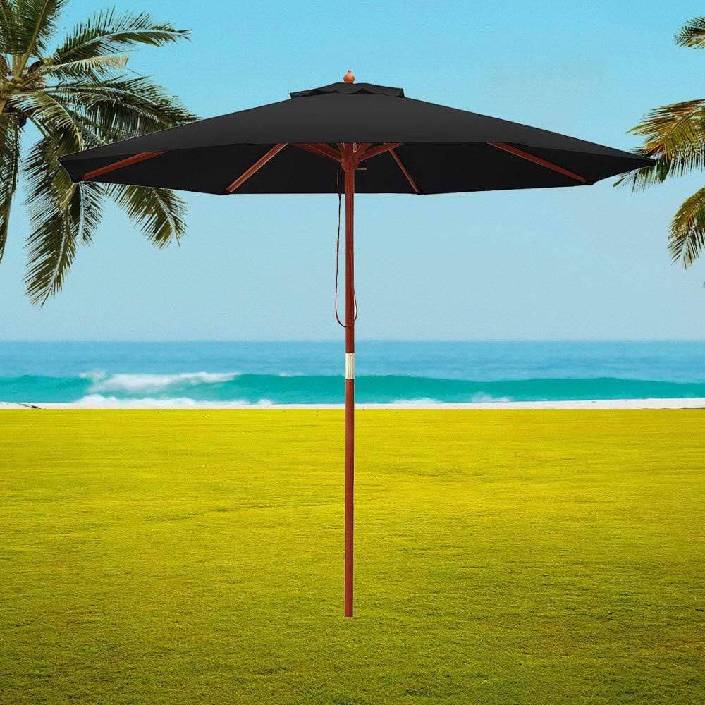 Instahut Outdoor Umbrella 2.7M Pole Cantilever Stand Garden Umbrellas Patio Black - Newstart Furniture