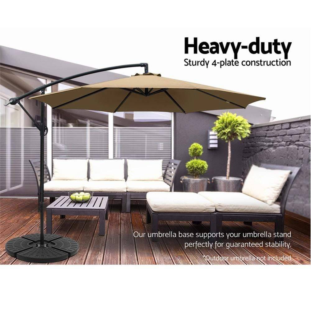 Instahut Outdoor Umbrella Stand 4 x Base Pod Plate Sand/Water Patio Cantilever Fanshaped - Newstart Furniture