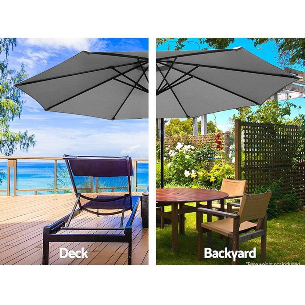 Instahut Outdoor Umbrella 3M Cantilever Beach Garden Grey - Newstart Furniture