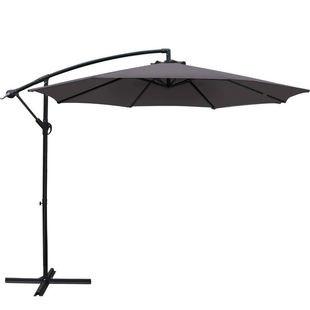 Instahut Outdoor Umbrella 3M Cantilever Beach Garden Patio Charcoal - Newstart Furniture