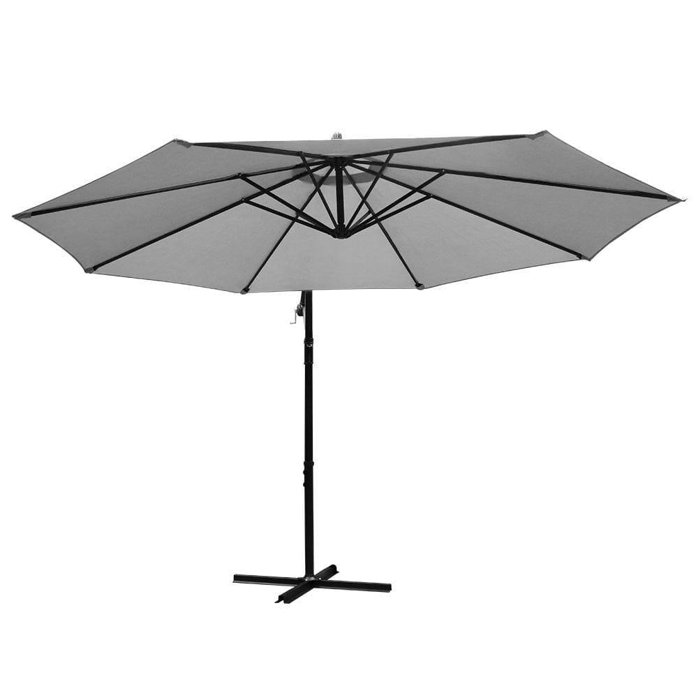 Instahut Outdoor Umbrella 3M Cantilever Beach Garden Grey - Newstart Furniture