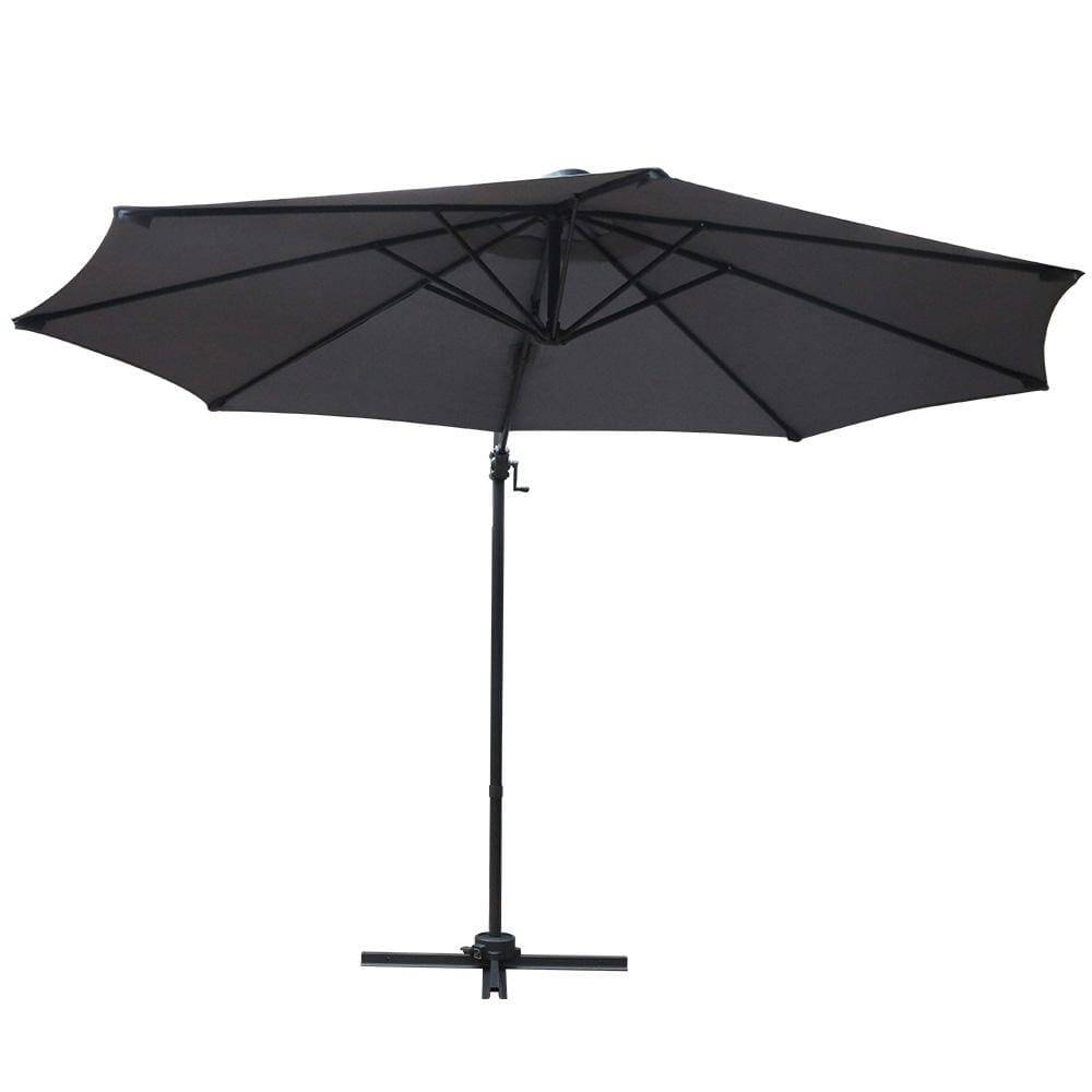 Instahut Outdoor Umbrella 3M Roma Cantilever Beach Furniture Garden 360 Degree Charcoal - Newstart Furniture