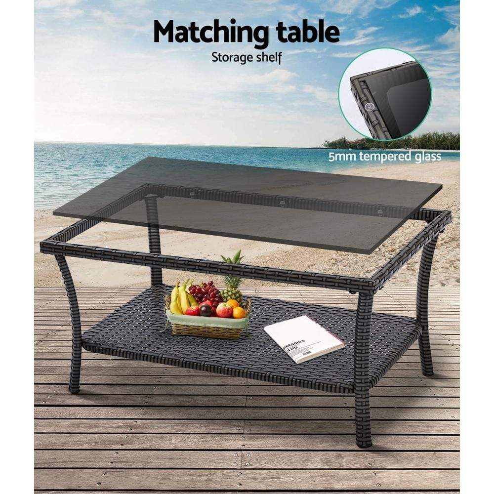 Gardeon 4 PCS Outdoor Furniture Lounge Setting Wicker Dining Set Grey - Newstart Furniture