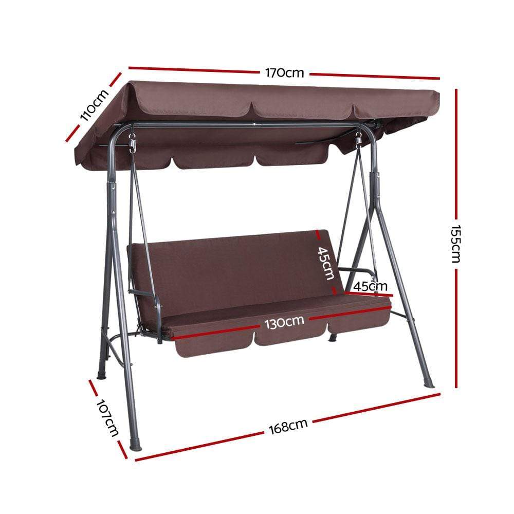 Gardeon Outdoor Swing Chair Hammock 3 Seater Garden Canopy Bench Seat Backyard - Newstart Furniture