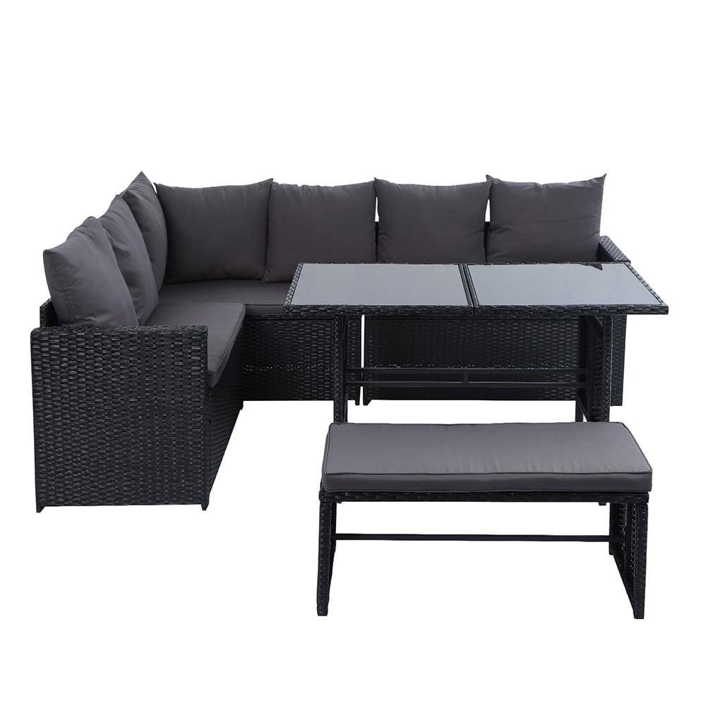 Gardeon Outdoor Furniture Dining Setting Sofa Set Wicker 8 Seater Storage Cover Black - Newstart Furniture