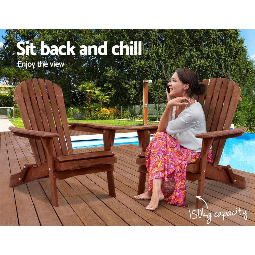 Gardeon Outdoor Furniture Beach Chair Wooden Adirondack Patio Lounge Garden - Newstart Furniture