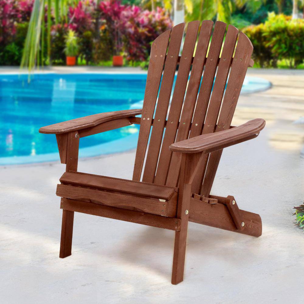 Gardeon Outdoor Furniture Beach Chair Wooden Adirondack Patio Lounge Garden - Newstart Furniture