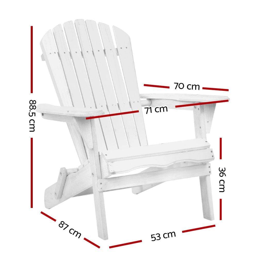 Gardeon Outdoor Furniture Adirondack Chairs Beach Chair Lounge Wooden Patio Garden - Newstart Furniture