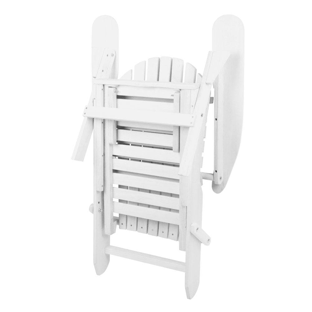 Gardeon Adirondack Beach Chair with Ottoman - White - Newstart Furniture