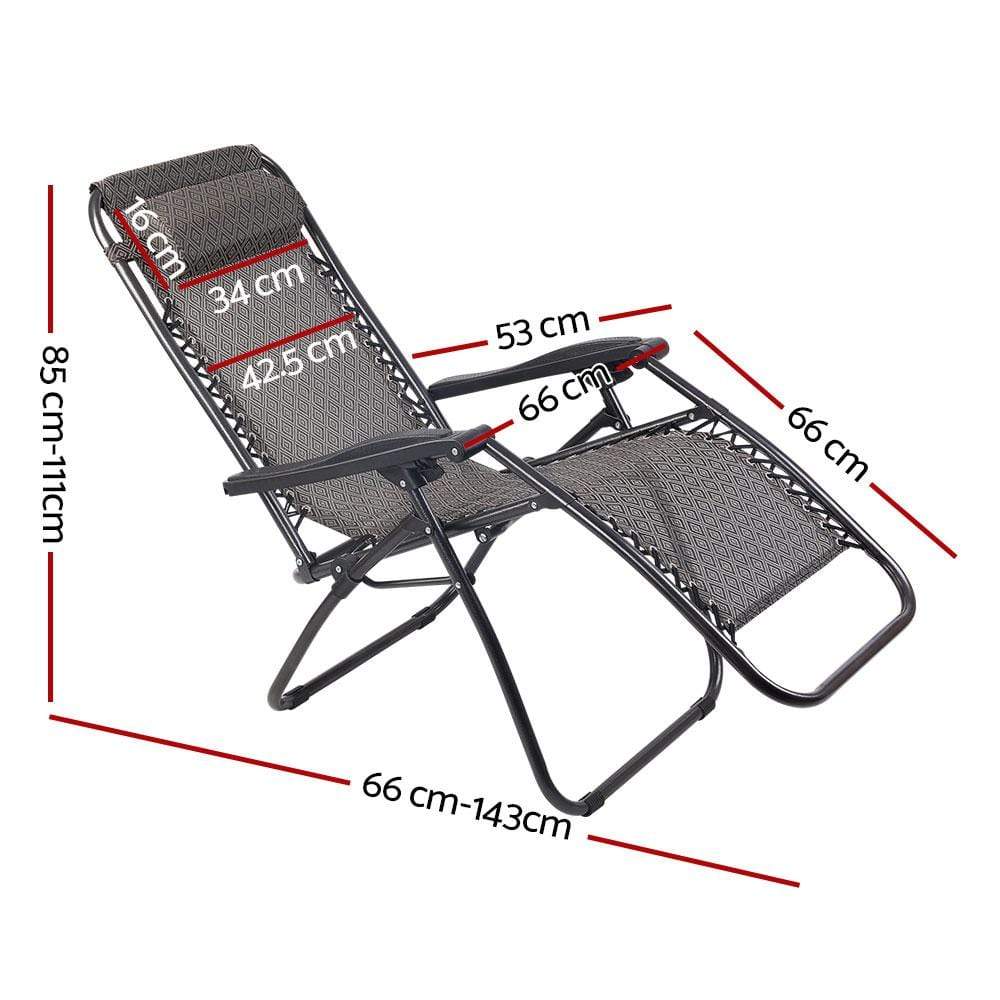 Gardeon Zero Gravity Recliner Chairs Outdoor Sun Lounge Beach Chair Camping - Beige - Newstart Furniture