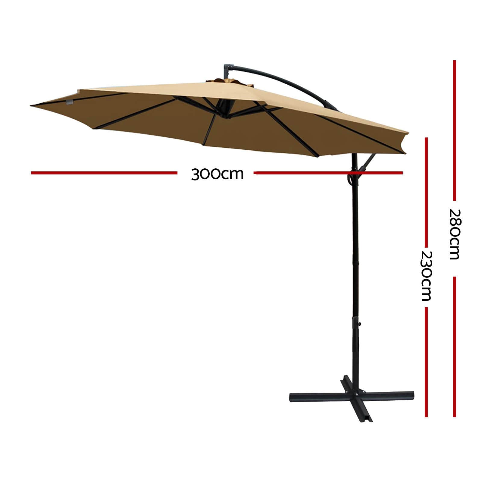 Instahut 3M Cantilevered Outdoor Umbrella - Beige - Newstart Furniture