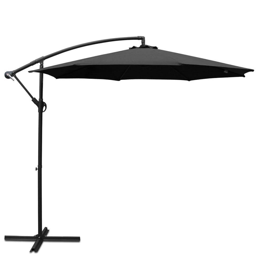 Instahut 3M Cantilevered Outdoor Umbrella - Black - Newstart Furniture