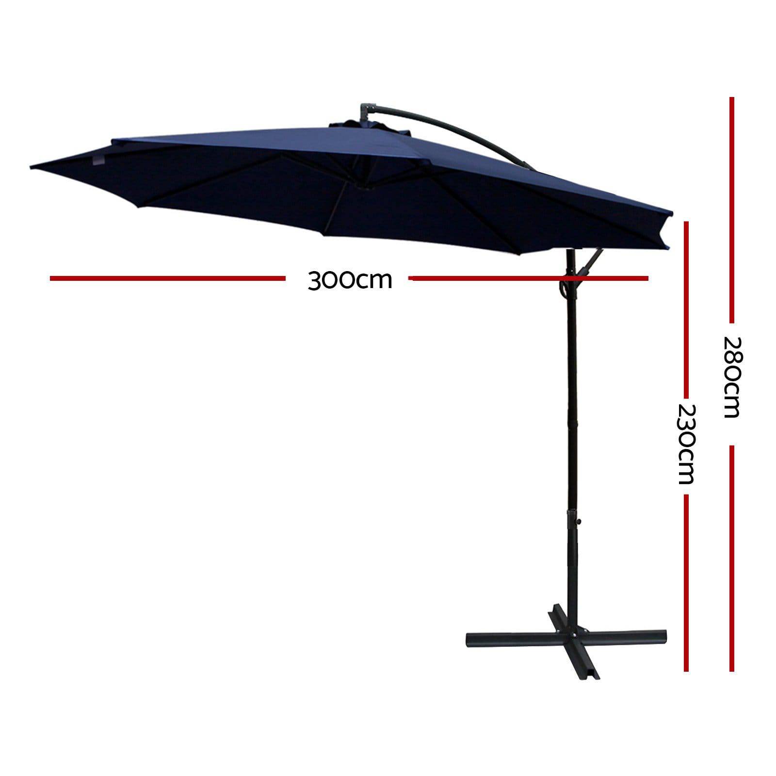 Instahut 3M Cantilevered Outdoor Umbrella - Navy - Newstart Furniture