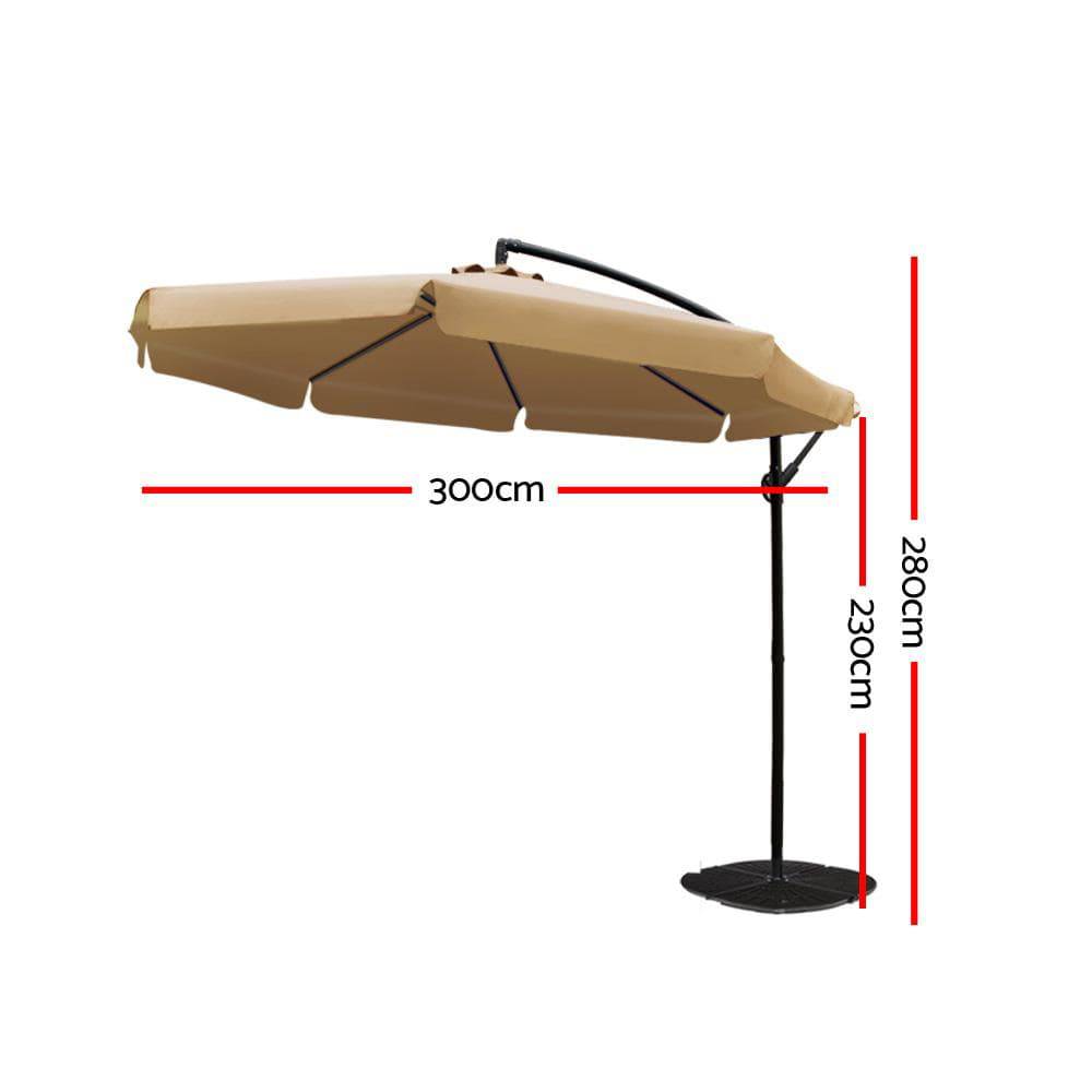 Instahut 3M Outdoor Umbrella - Beige - Newstart Furniture