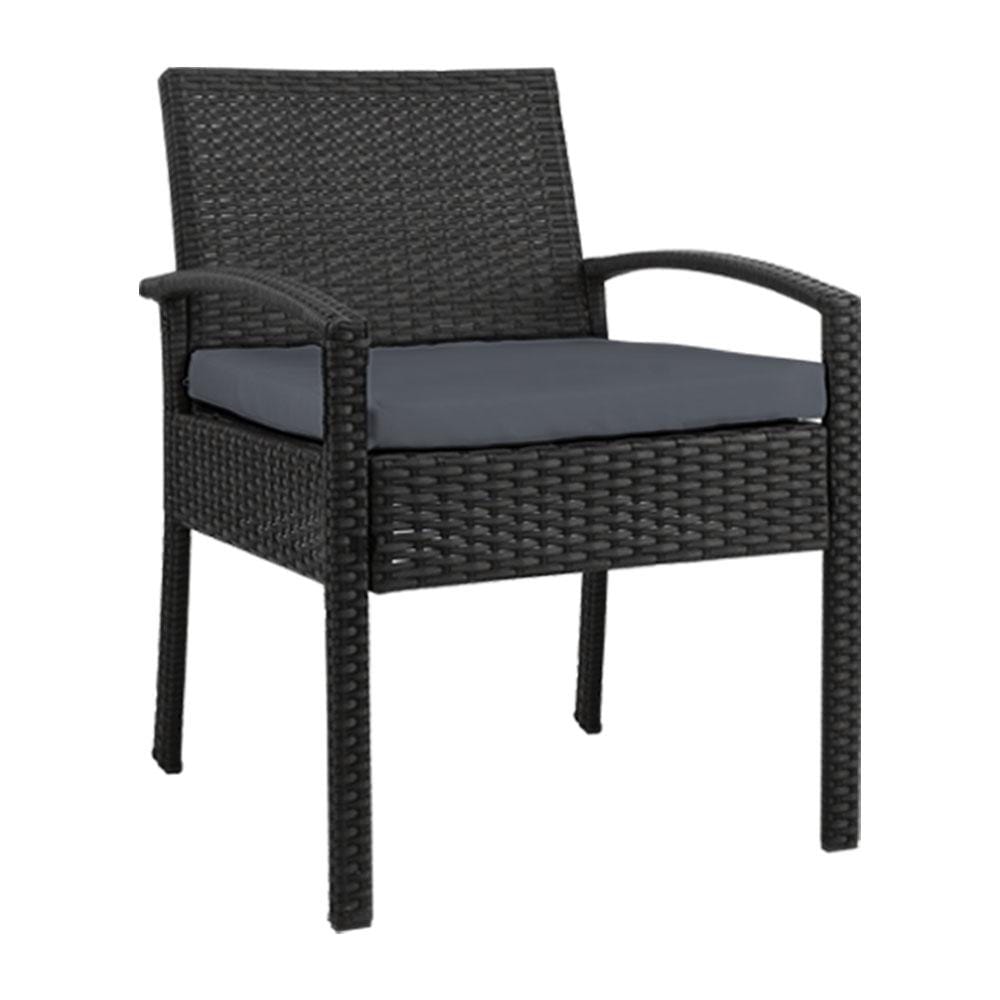 Gardeon Outdoor Furniture Bistro Wicker Chair Black - Newstart Furniture