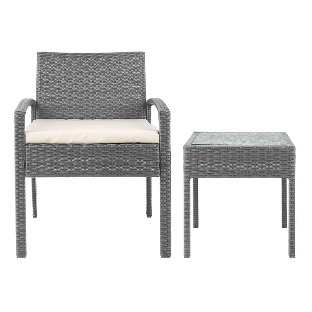 Gardeon 3-piece Outdoor Set - Grey - Newstart Furniture