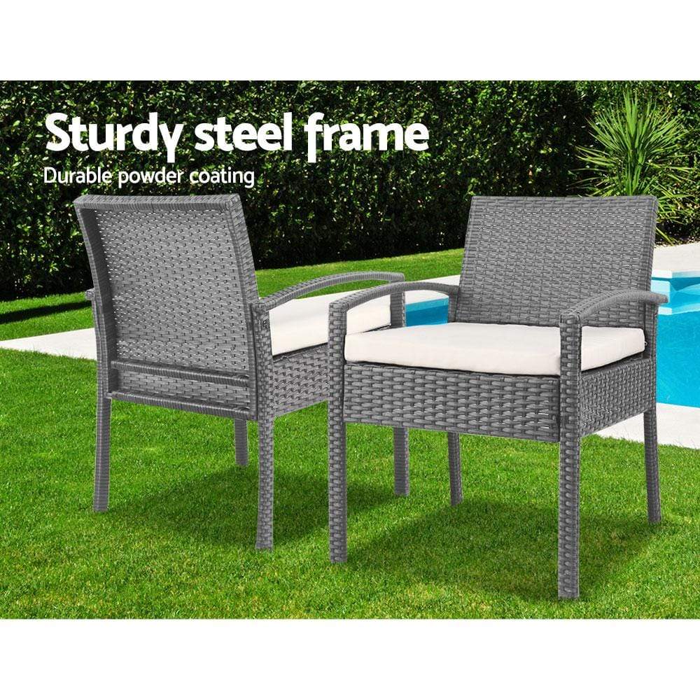 Gardeon 3-piece Outdoor Set - Grey - Newstart Furniture