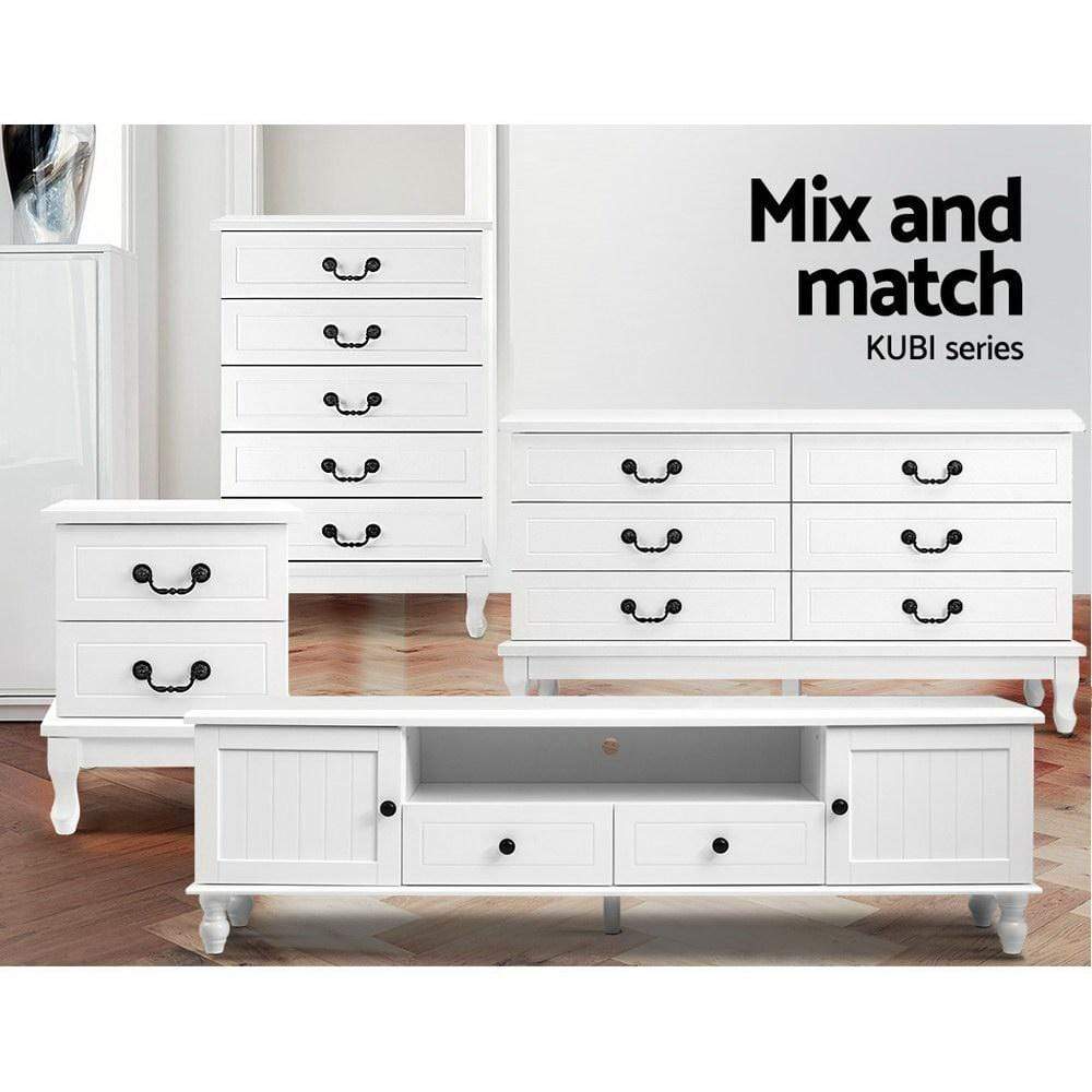 Artiss KUBI Bedside Tables 2 Drawers Side Table French Nightstand Storage Cabinet - Newstart Furniture